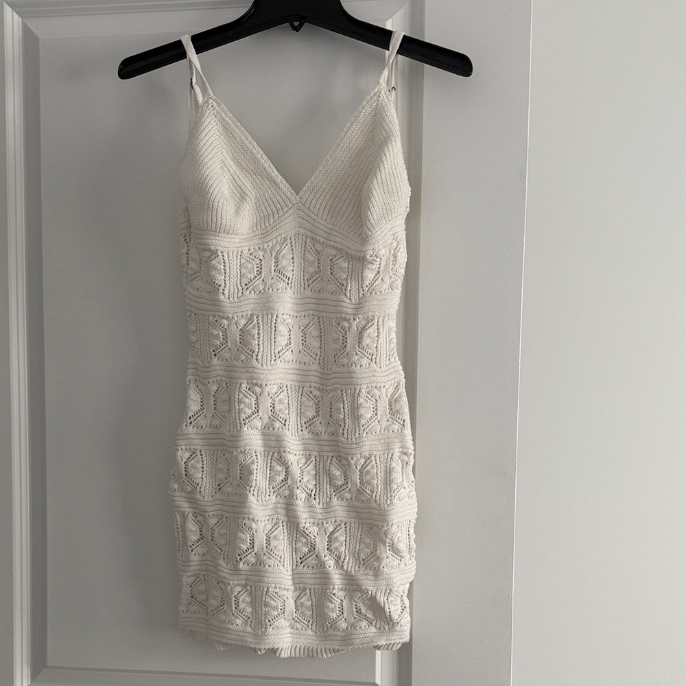 Olive & Oak Cream Knit Mini Dress with Spaghetti Straps